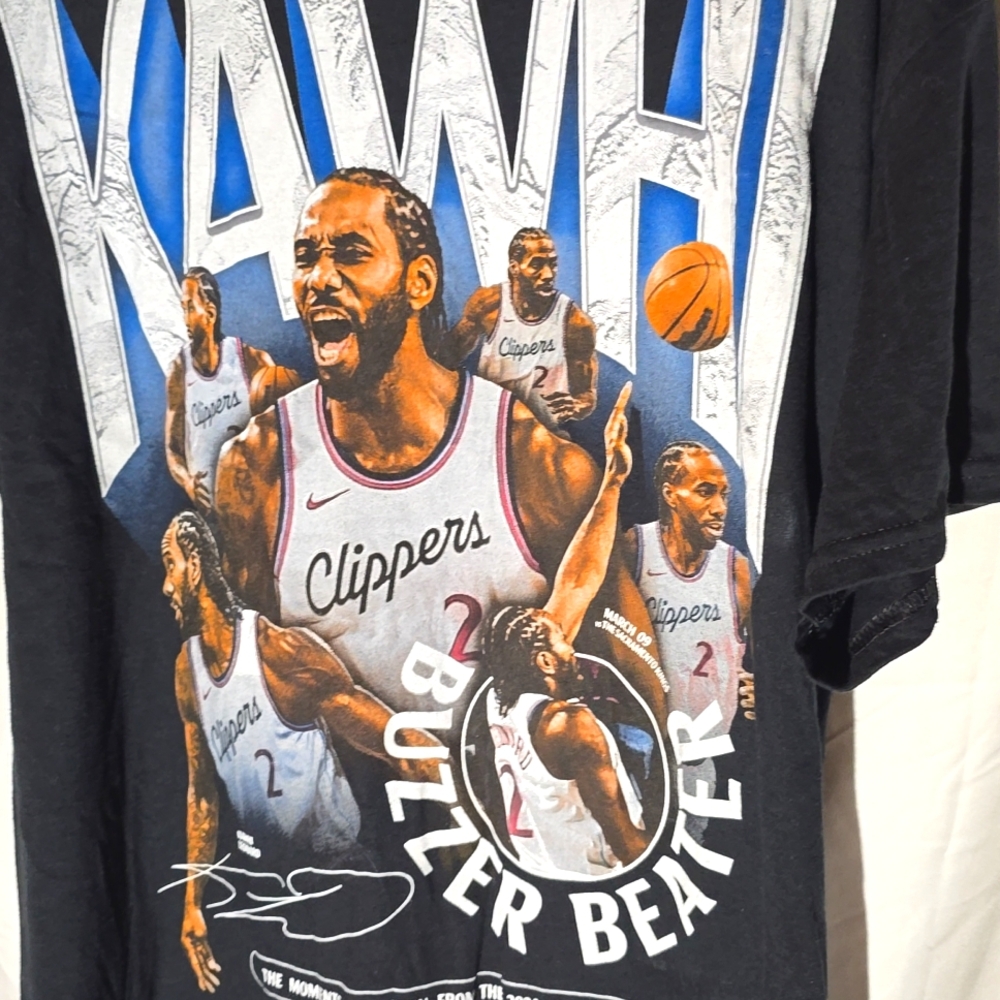 Black Kawhi Leonard Graphic T-Shirt BUZZER BEATER XL